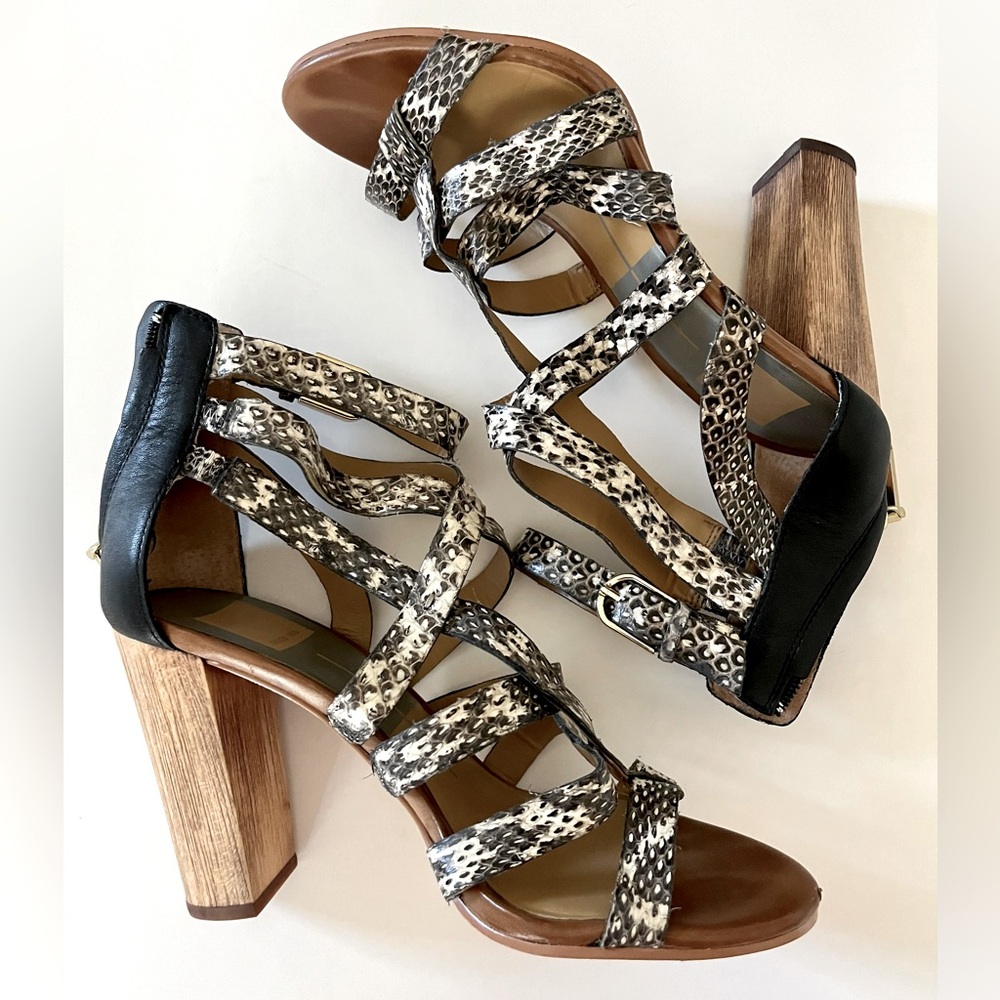 Dolce Vita Snakeskin Embossed Leather Strappy Heel Sandals Size 7